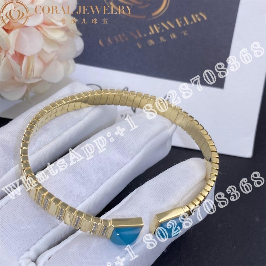 Marli Cleo 2 Link Diamond Slip On Bracelet In Yellow Gold Sea Blue Chalcedony Coral (7)