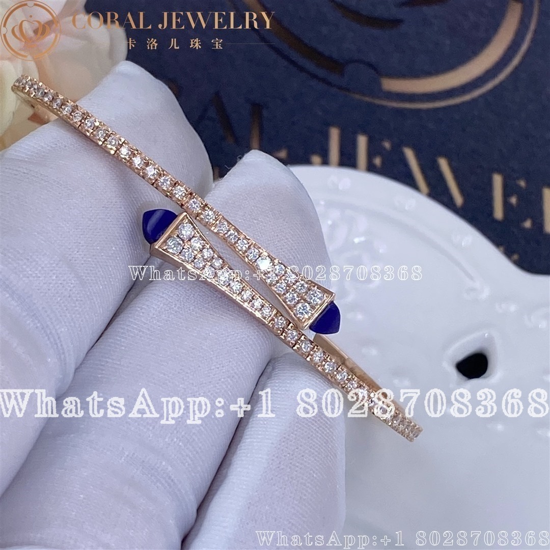 Marli Cleo Diamond Slim Slip On Bracelet In Rose Gold Lapis Lazuli Coral (5)