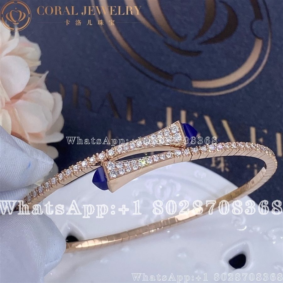 Marli Cleo Diamond Slim Slip On Bracelet In Rose Gold Lapis Lazuli Coral (6)