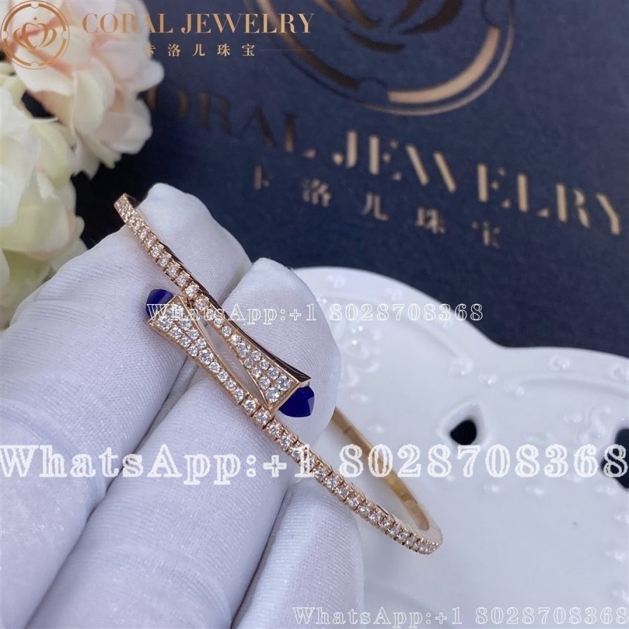 Marli Cleo Diamond Slim Slip On Bracelet In Rose Gold Lapis Lazuli Coral (7)