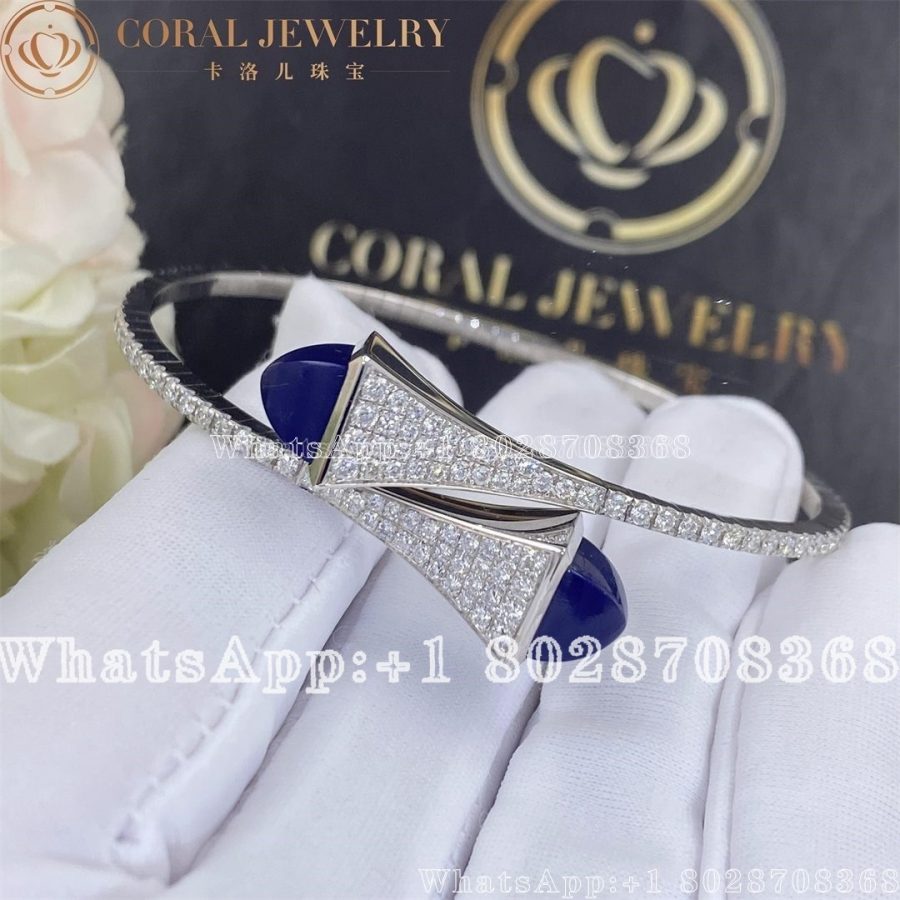 Marli Cleo Diamond Slip On Bracelet In White Gold Lapis Lazuli Coral (6)