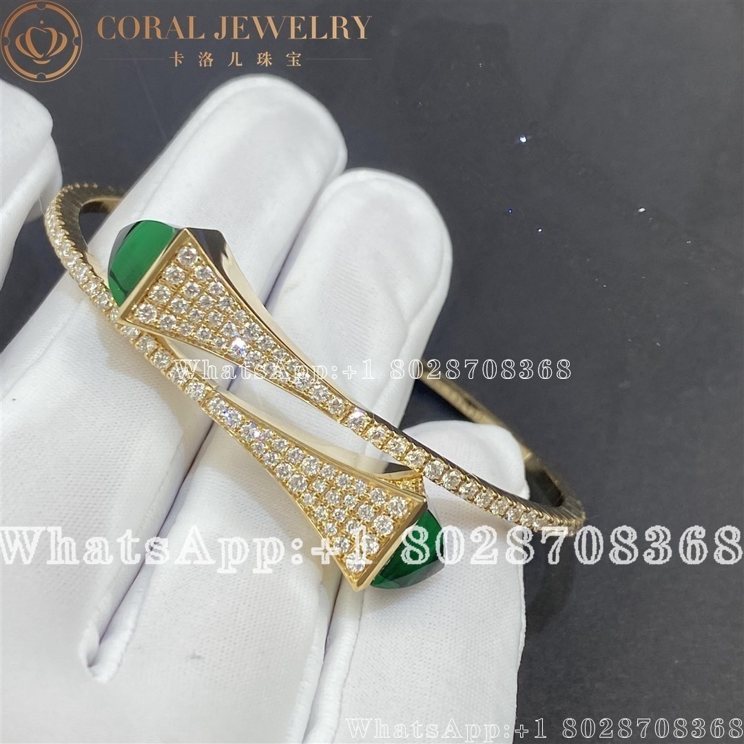 Marli Cleo Diamond Slip On Bracelet In Yellow Gold Green Agate Coral (1)