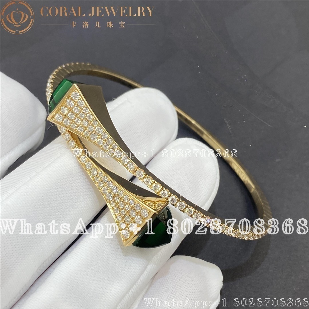 Marli Cleo Diamond Slip On Bracelet In Yellow Gold Green Agate Coral (2)