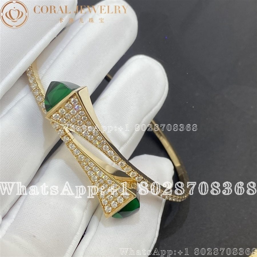 Marli Cleo Diamond Slip On Bracelet In Yellow Gold Green Agate Coral (4)