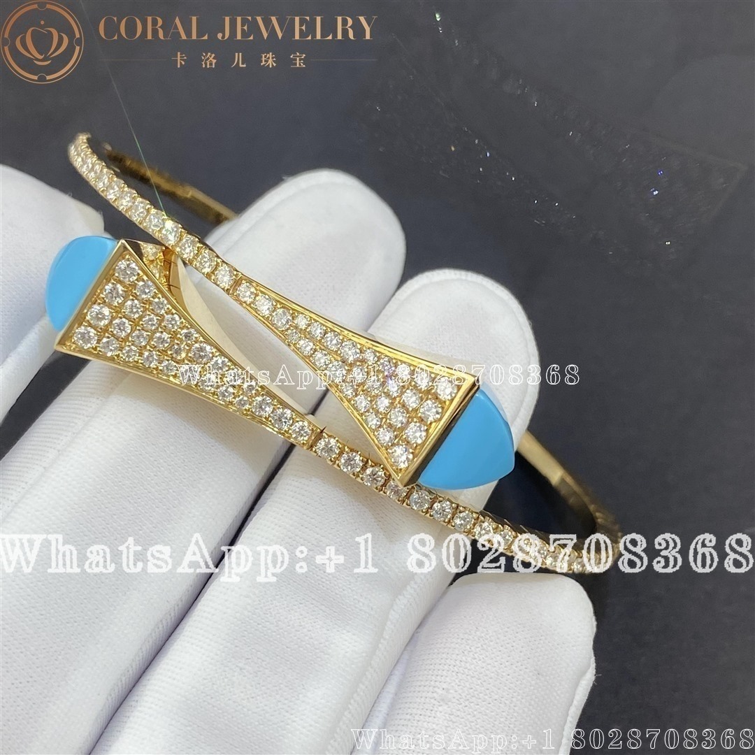 Marli Cleo Diamond Slip On Bracelet In Yellow Gold Turquoise Coral (1)