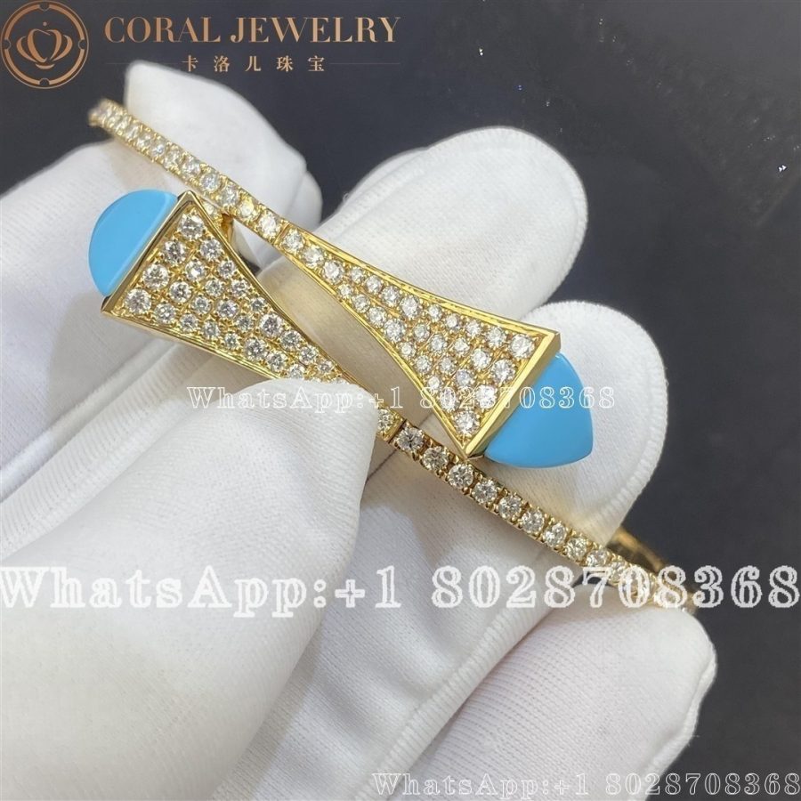 Marli Cleo Diamond Slip On Bracelet In Yellow Gold Turquoise Coral (3)