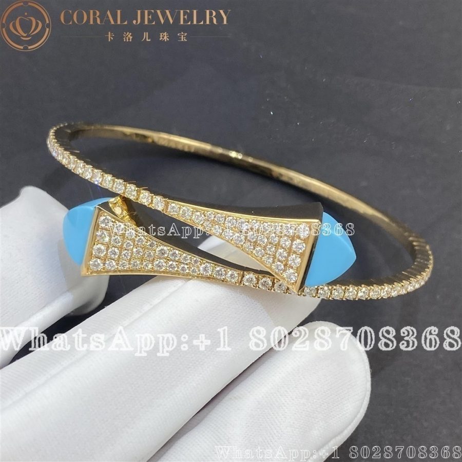 Marli Cleo Diamond Slip On Bracelet In Yellow Gold Turquoise Coral (4)