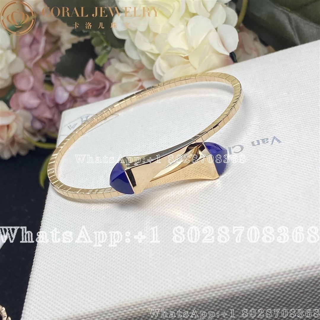 Marli Cleo Gold Slip On Bracelet In Rose Gold Lapis Lazuli Coral (2)