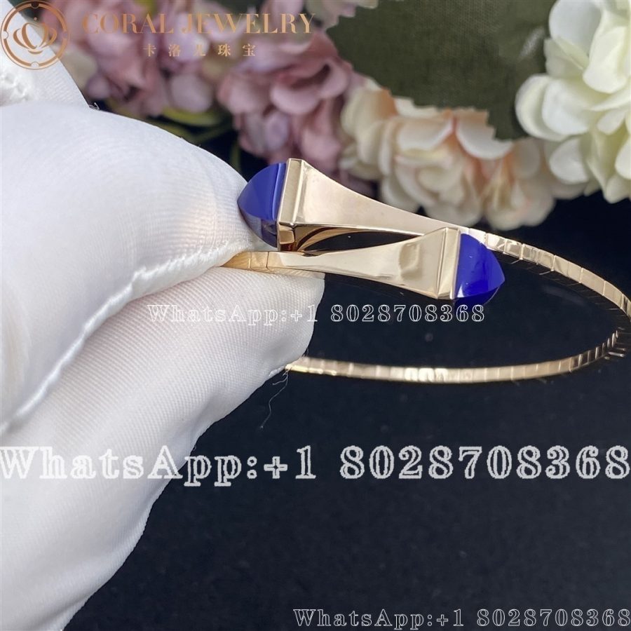 Marli Cleo Gold Slip On Bracelet In Rose Gold Lapis Lazuli Coral (5)