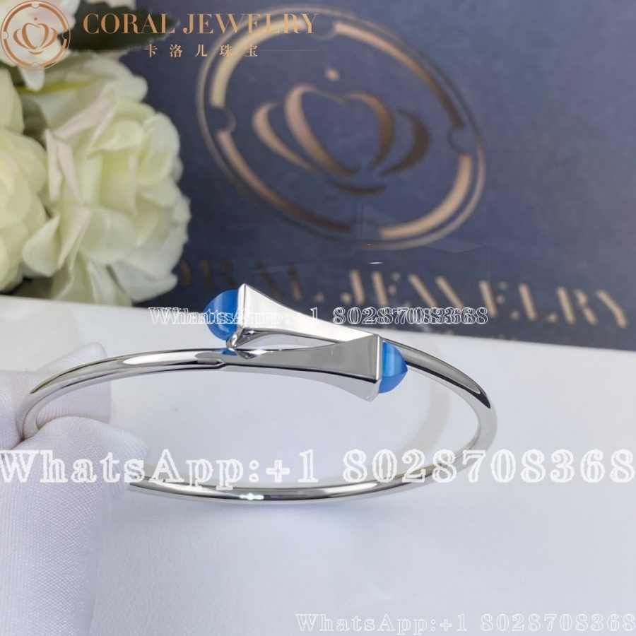 Marli Cleo Wire Gold Slip On Bracelet In White Gold Sea Blue Chalcedony Coral (4)