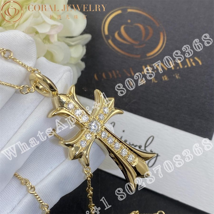 Chrome Hearts 22k Gold Paved Diamond Cross Coral (10)