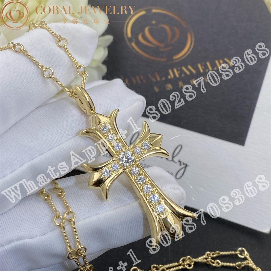 Chrome Hearts 22k Gold Paved Diamond Cross Coral (12)