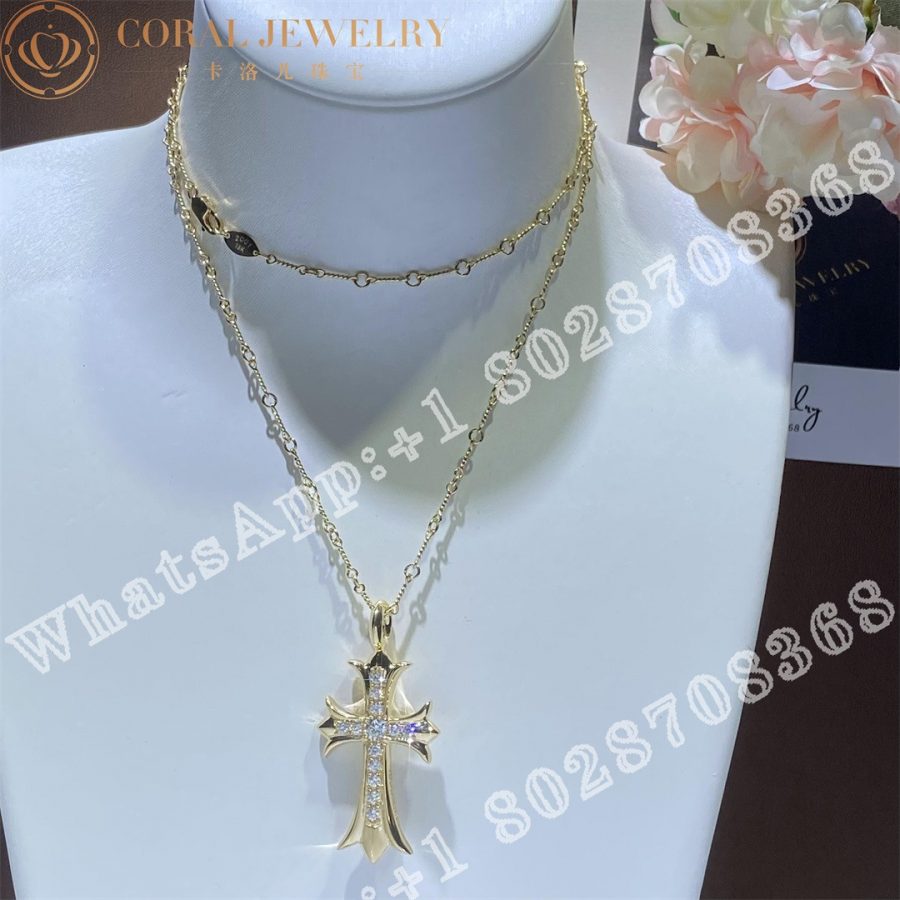 Chrome Hearts 22k Gold Paved Diamond Cross Coral (16)