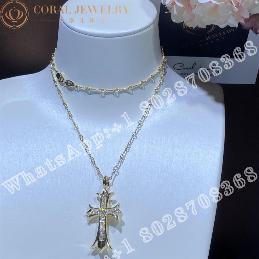 Chrome Hearts 22k Gold Paved Diamond Cross Coral (18)