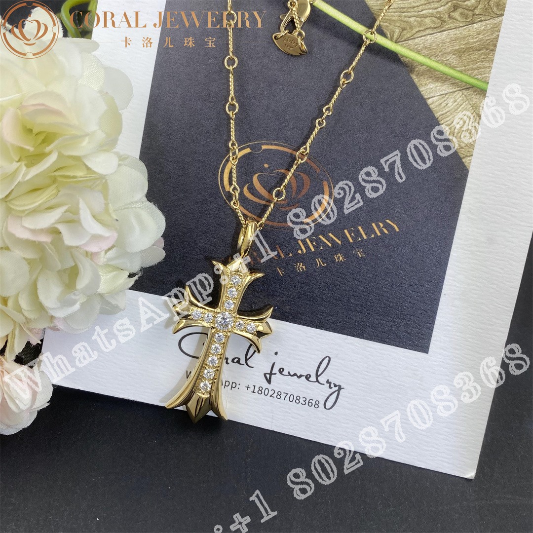 Chrome Hearts 22k Gold Paved Diamond Cross Coral (6)