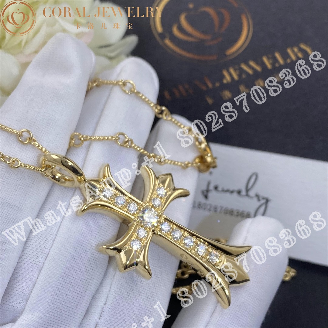 Chrome Hearts 22k Gold Paved Diamond Cross Coral (8)