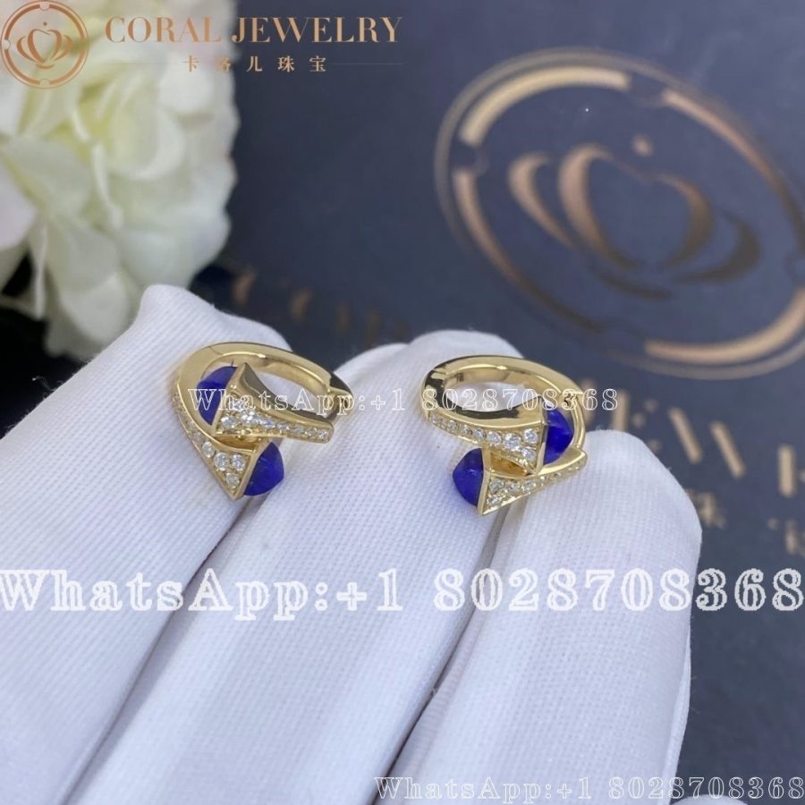 Marli Cleo Diamond Huggie Earrings In Yellow Gold Lapis Lazuli Coral (2)