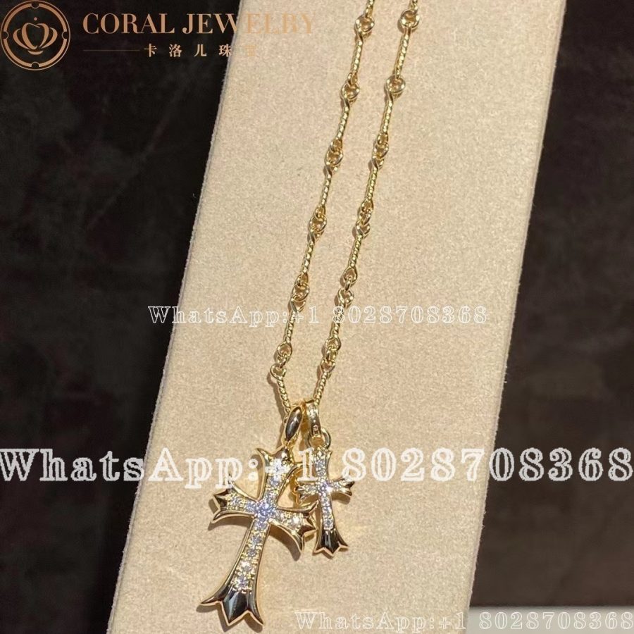 Chrome Hearts Gold Necklace Chrome Hearts Diamond Cross 22k Chain Coral (10)