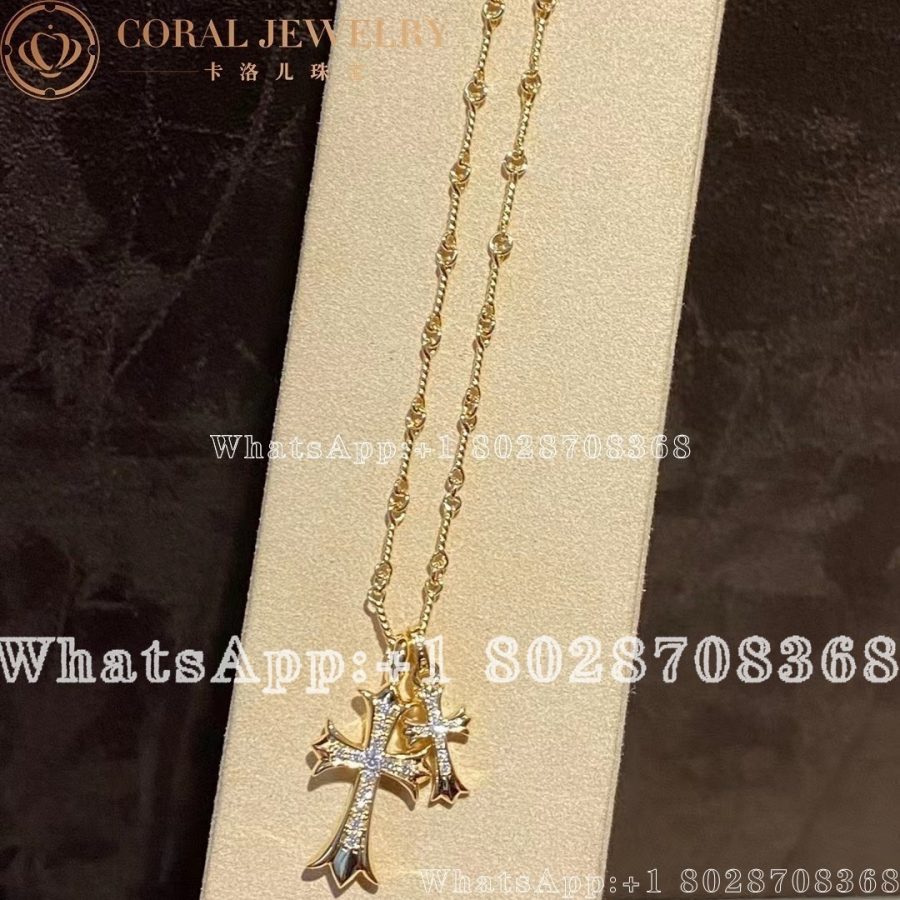 Chrome Hearts Gold Necklace Chrome Hearts Diamond Cross 22k Chain Coral (15)