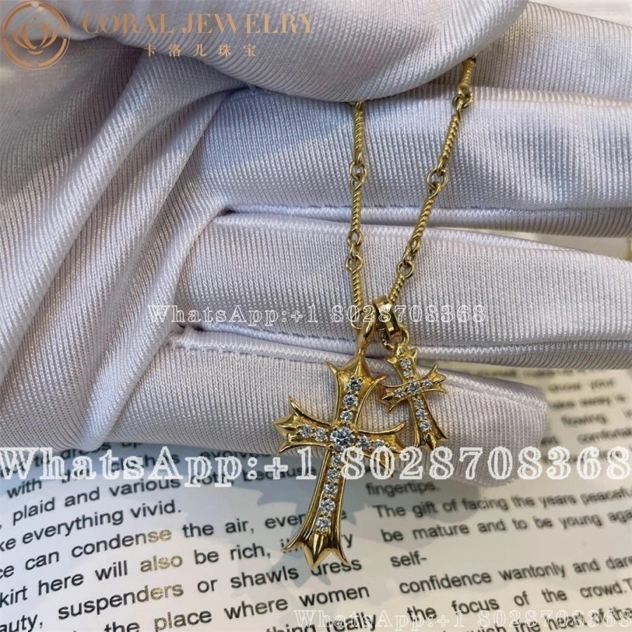 Chrome Hearts Gold Necklace Chrome Hearts Diamond Cross 22k Chain Coral (2)