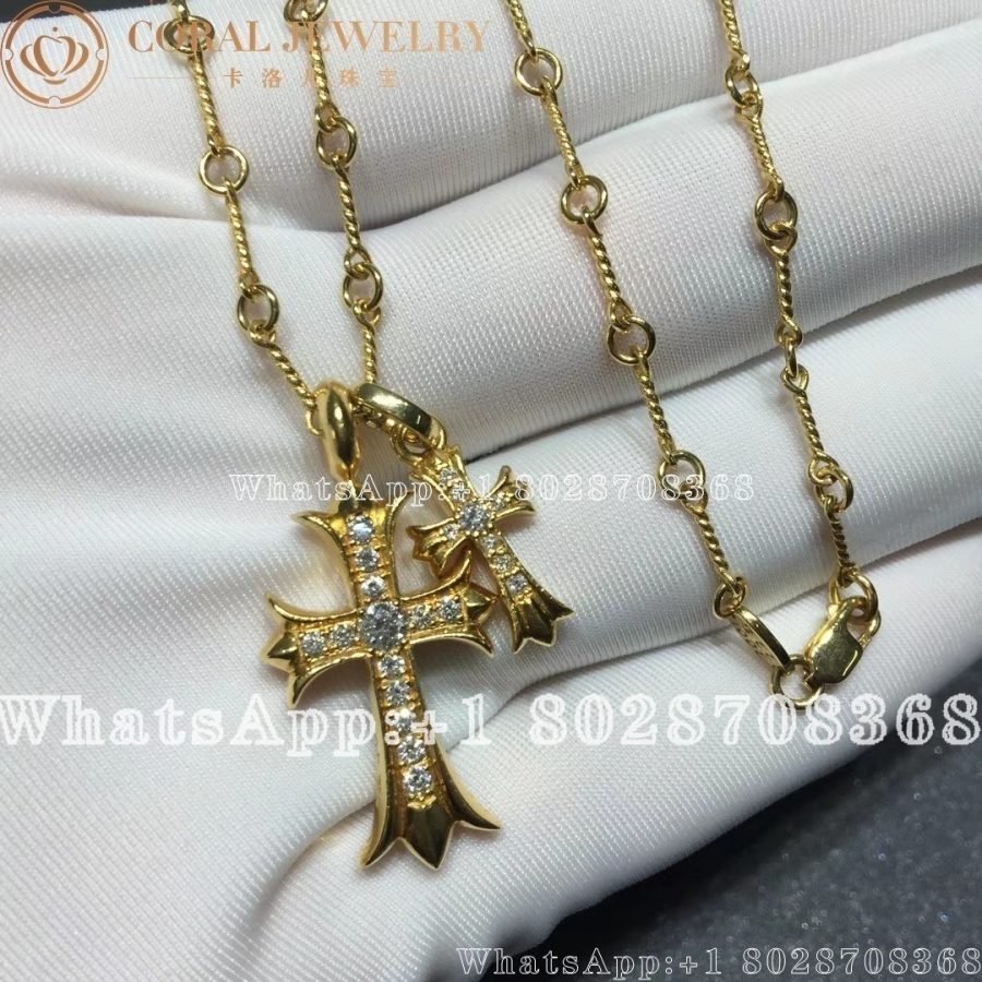 Chrome Hearts Gold Necklace Chrome Hearts Diamond Cross 22k Chain Coral (26)