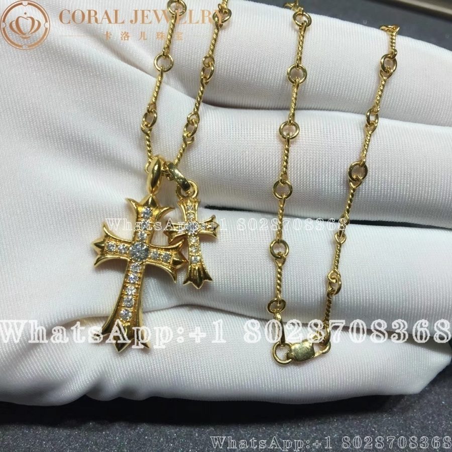 Chrome Hearts Gold Necklace Chrome Hearts Diamond Cross 22k Chain Coral (27)