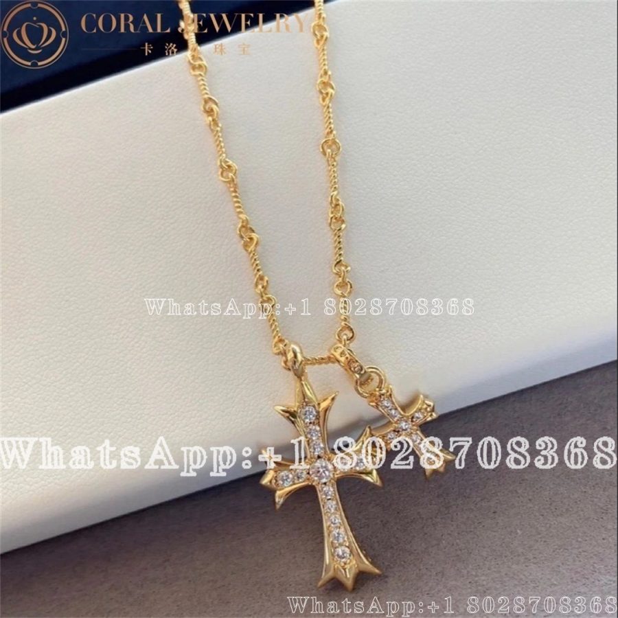 Chrome Hearts Gold Necklace Chrome Hearts Diamond Cross 22k Chain Coral (4)