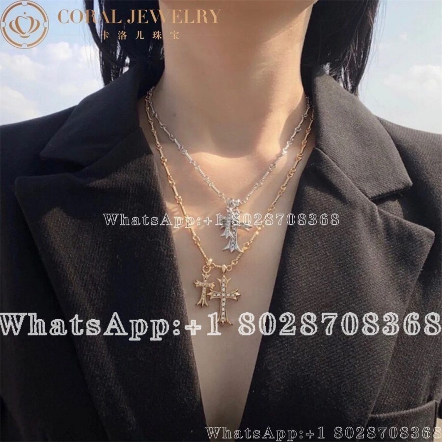 Chrome Hearts Gold Necklace Chrome Hearts Diamond Cross 22k Chain Coral (5)