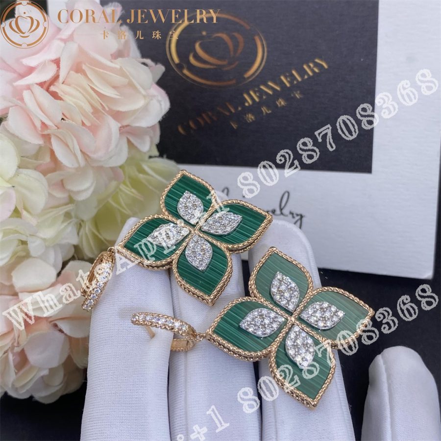 Roberto Coin Princess Flower Earrings With Diamonds And Malachite 3 5cm Coral (9)