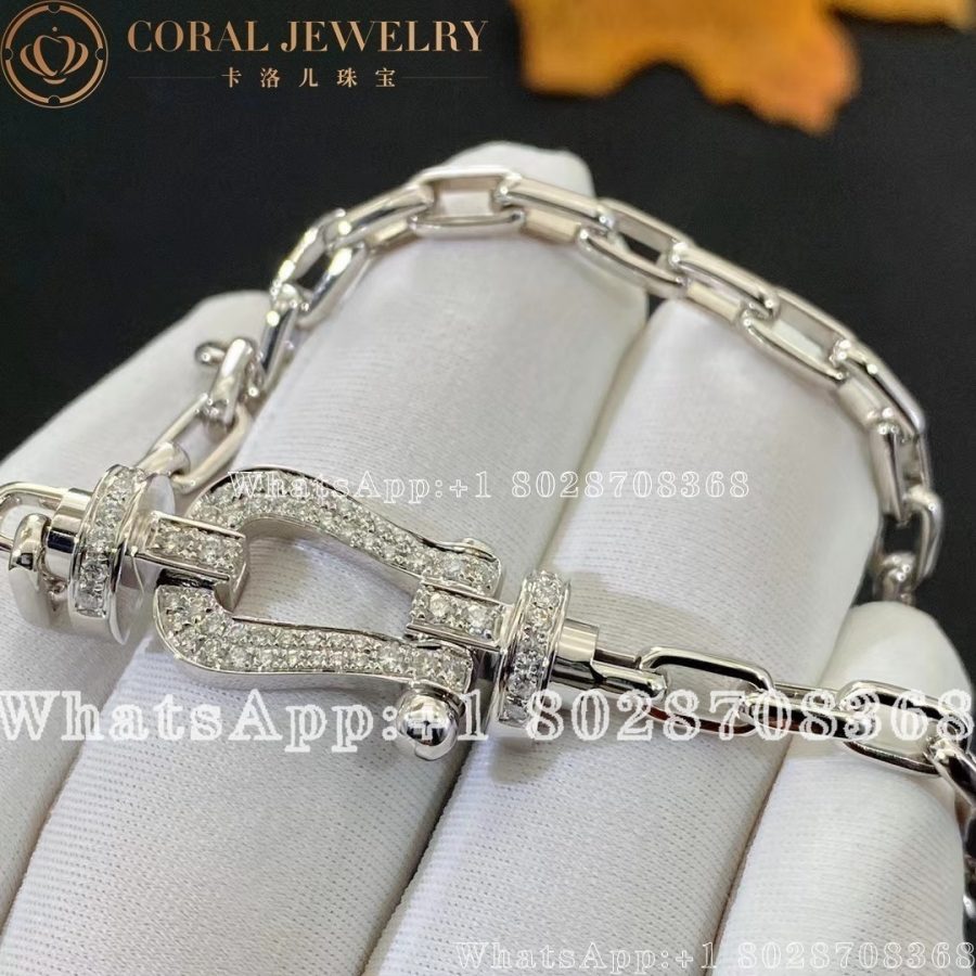 Force 10 Bracelet 18k White Gold And Diamonds Large Model White Gold Chain Coral (2)