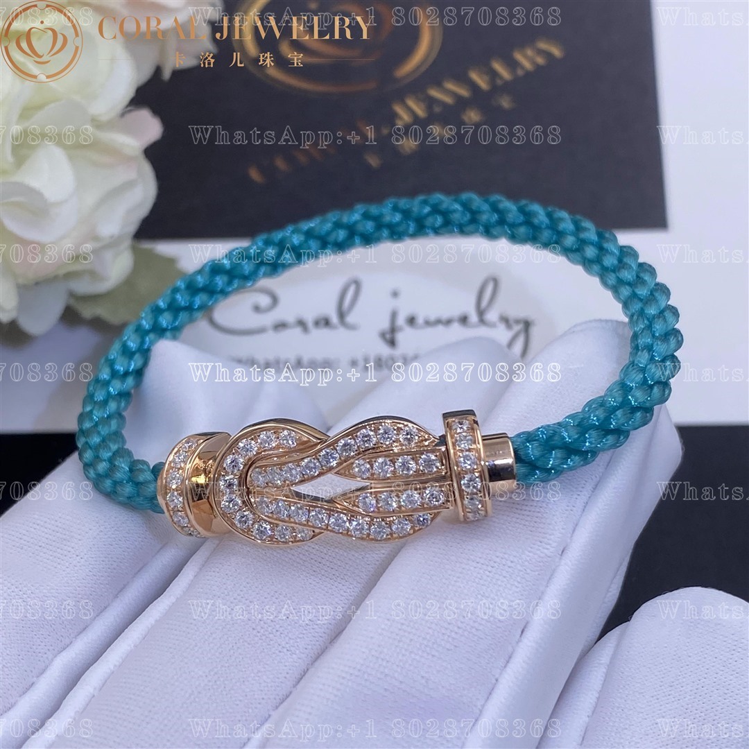 Fred Chance Infinie Bracelet Pink Gold Large Model Diamonds Turquoise Cable Coral (3)