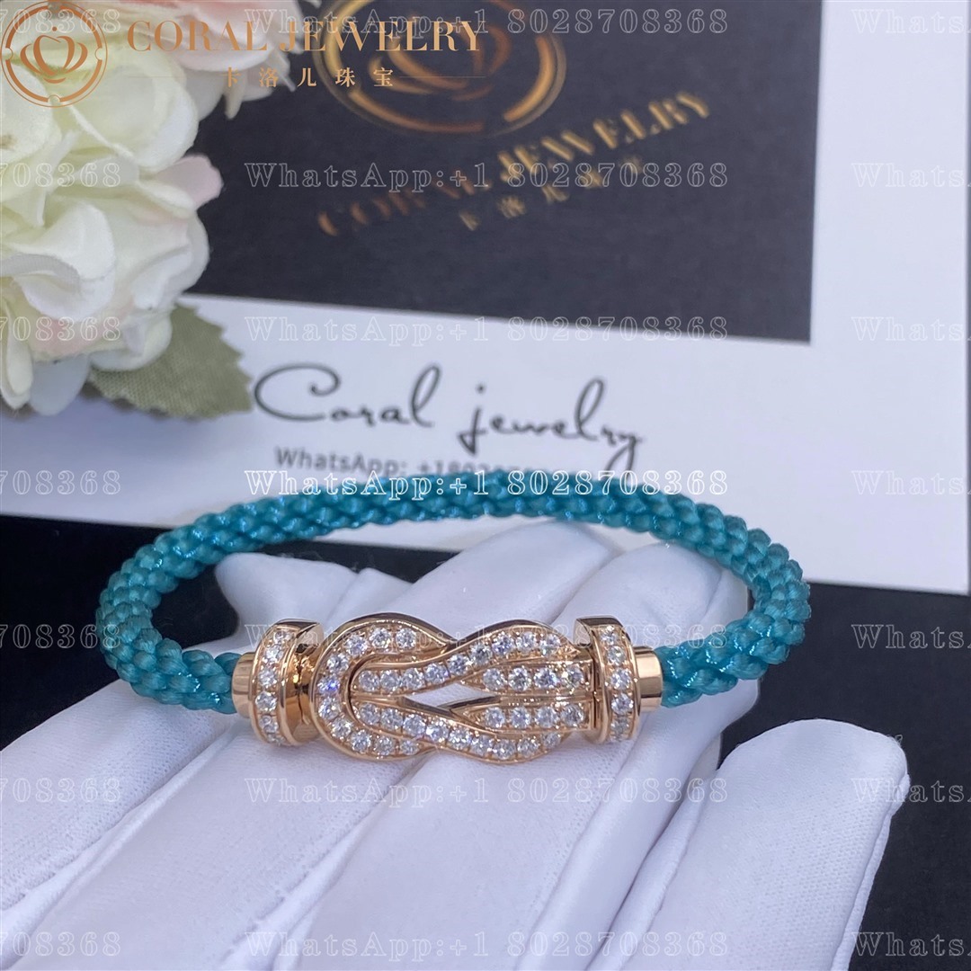 Fred Chance Infinie Bracelet Pink Gold Large Model Diamonds Turquoise Cable Coral (8)