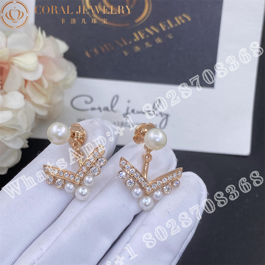 Chaumet Josephine Aigrette Earring Rose Gold Pearls Diamonds 084473 Coral (1)