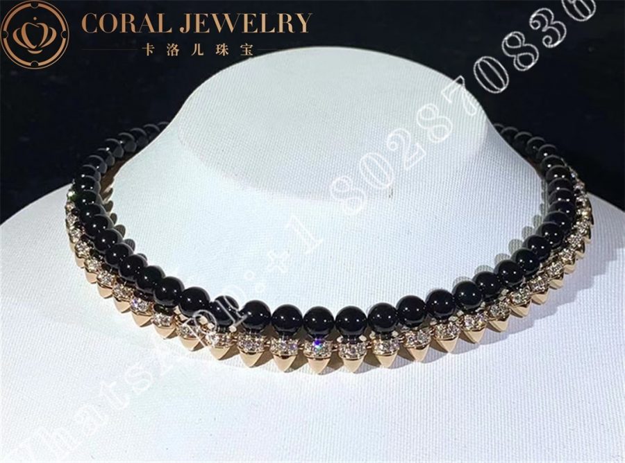 Cartier Clash De Cartier Necklace Flexible Large Model Rose Gold Onyx Diamonds N7424459 Coral (1)