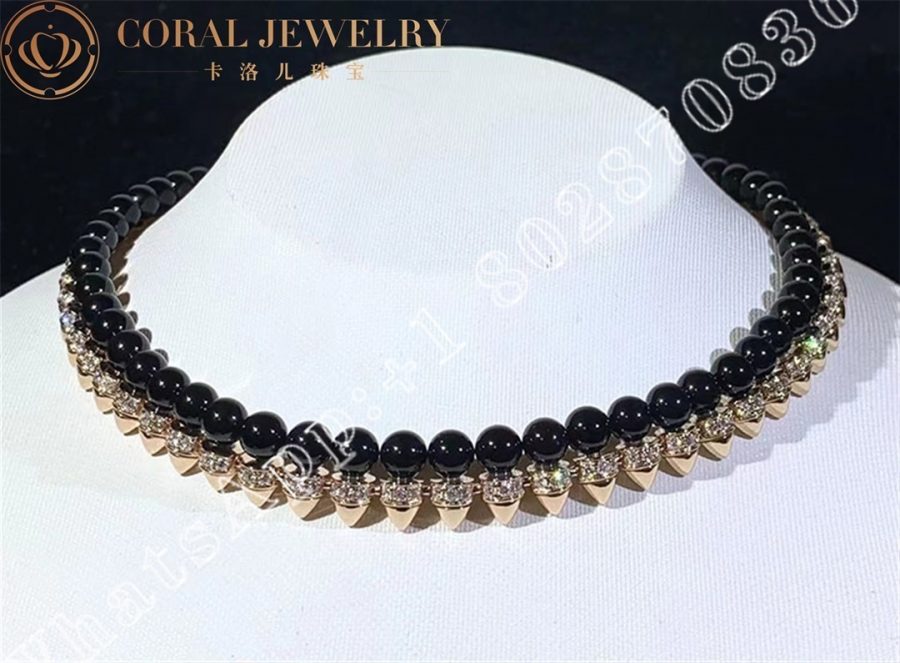 Cartier Clash De Cartier Necklace Flexible Large Model Rose Gold Onyx Diamonds N7424459 Coral (3)