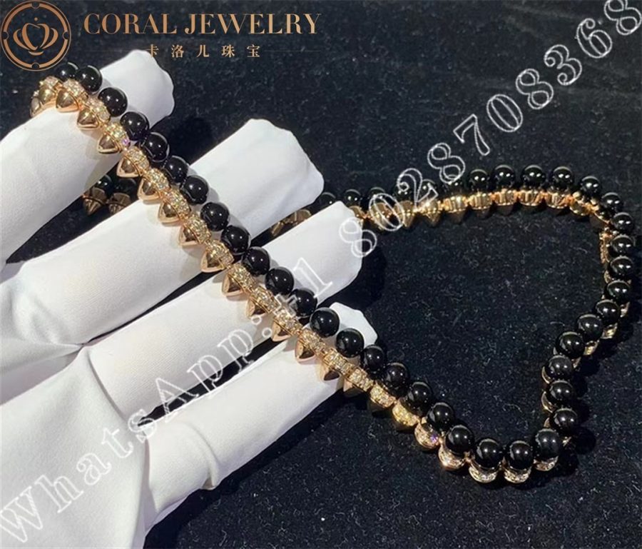 Cartier Clash De Cartier Necklace Flexible Large Model Rose Gold Onyx Diamonds N7424459 Coral (7)