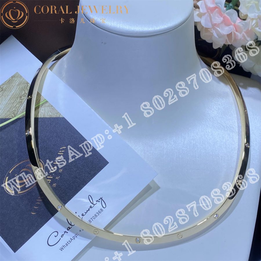 Cartier Love Necklace Yellow Gold Diamond Collar N7424355 Coral (12)