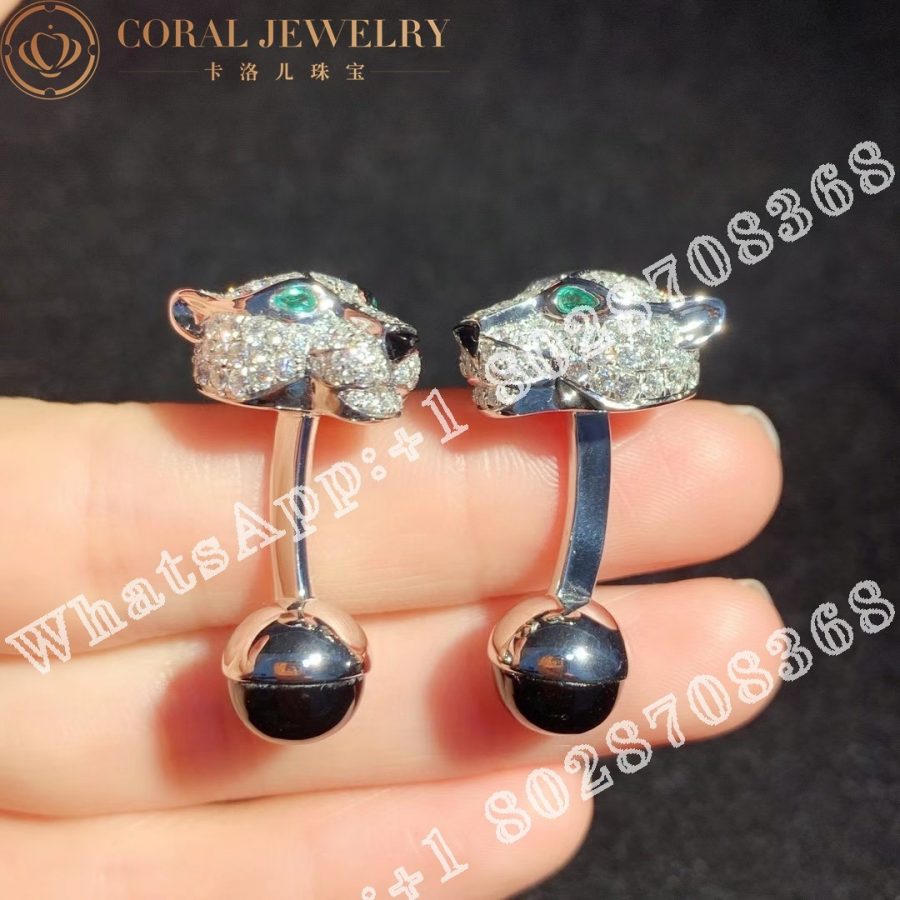 Cartier Panthere De Cartier Cufflinks White Gold Emeralds Onyx Diamonds Ref Og000037 Coral (5)