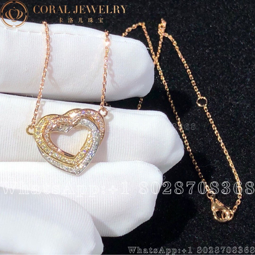 Cartier Trinity Heart Necklace Diamonds Ref B7061300 Coral (1)