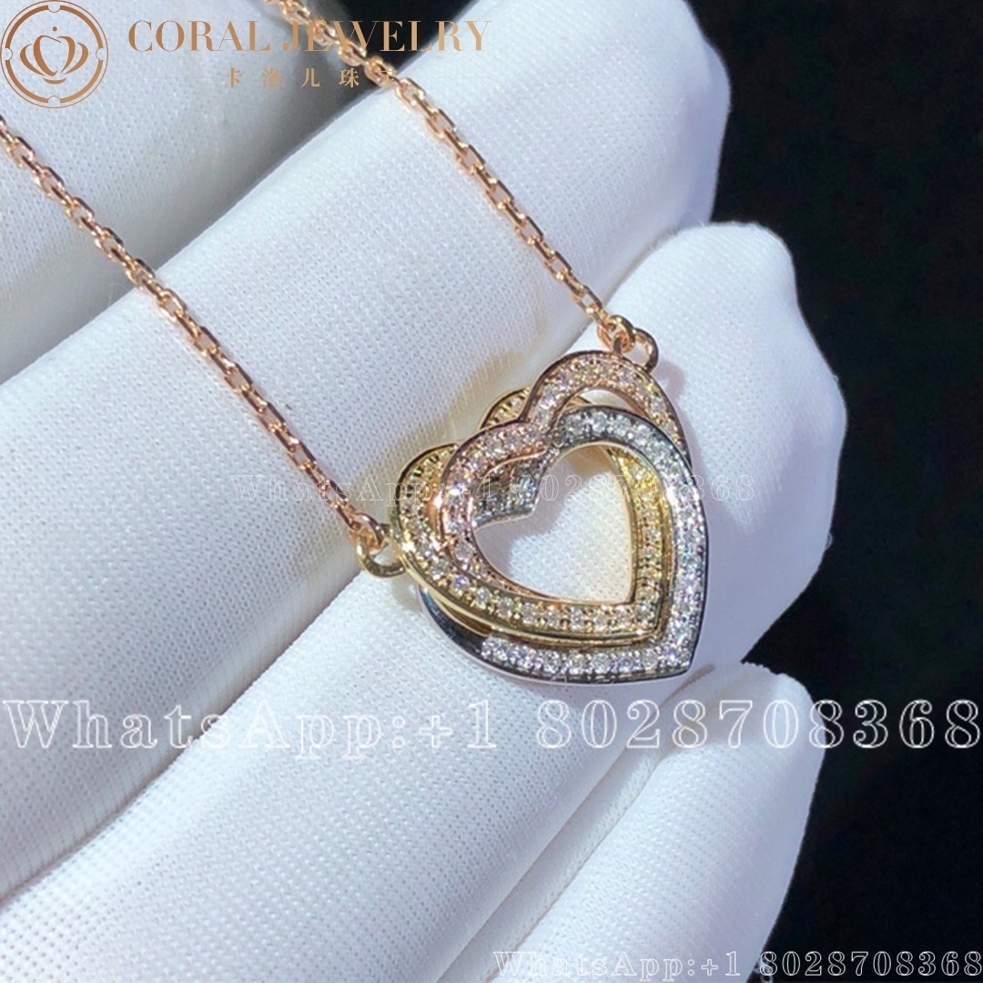 Cartier Trinity Heart Necklace Diamonds Ref B7061300 Coral (4)