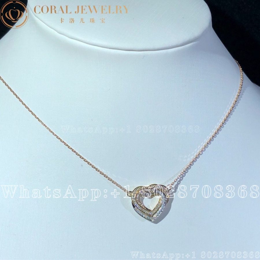 Cartier Trinity Heart Necklace Diamonds Ref B7061300 Coral (6)