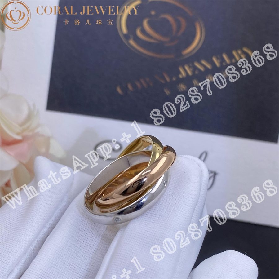 Cartier Trinity Ring White Gold Yellow Gold Rose Gold Diamonds Ref B4088500 Coral (4)