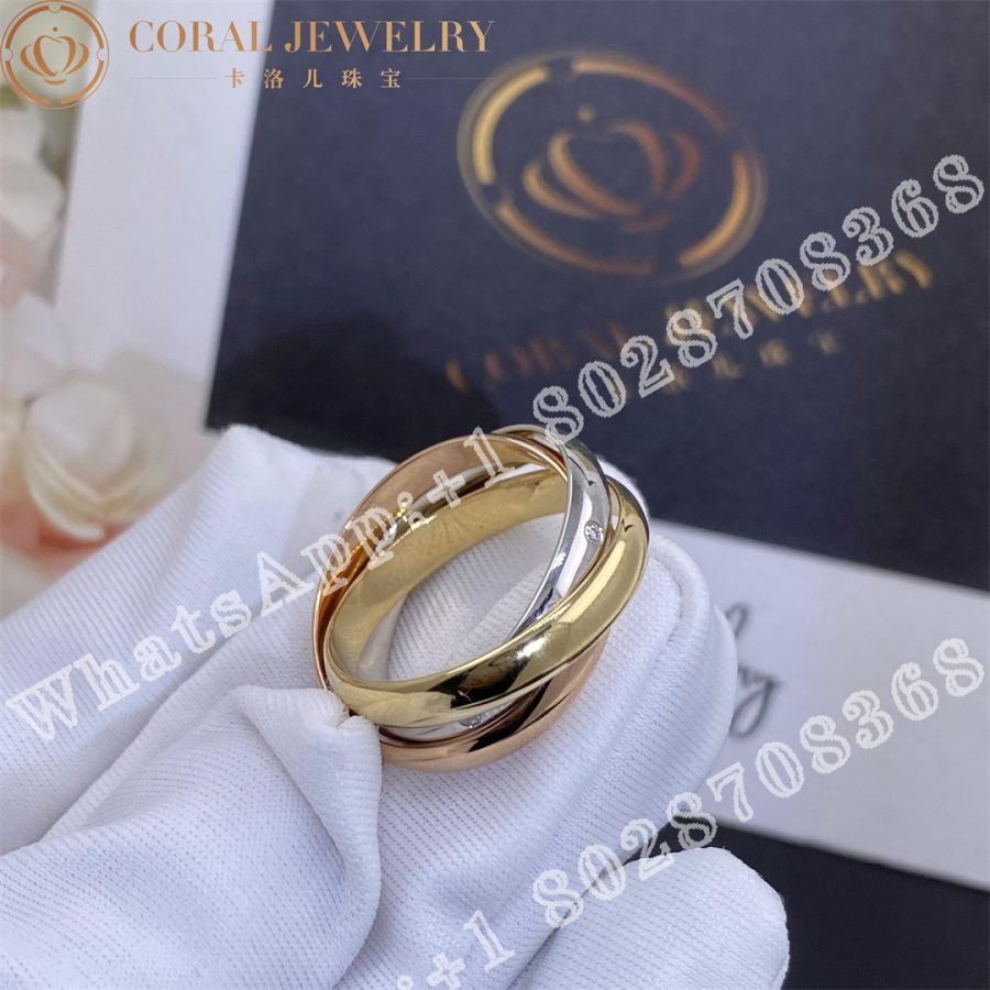 Cartier Trinity Ring White Gold Yellow Gold Rose Gold Diamonds Ref B4088500 Coral (5)