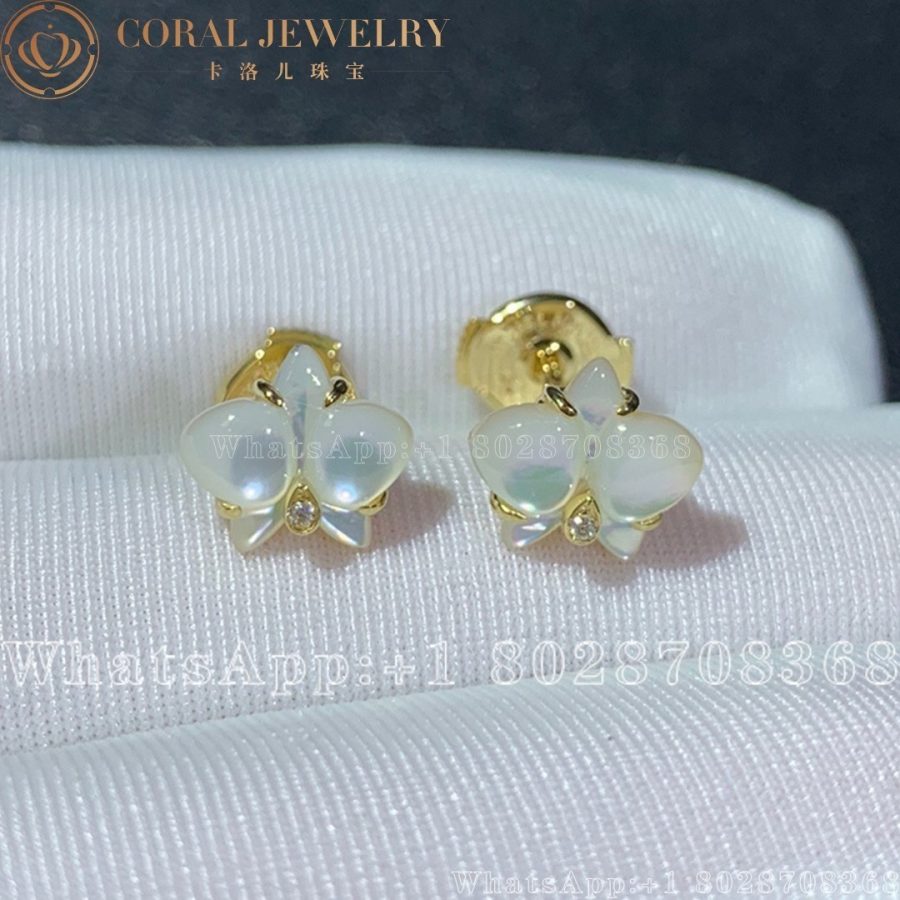 Cartier Caresse D Orchidees Par Cartier Earrings Yellow Gold And White Mother Of Pearl B8045200 Coral (6)