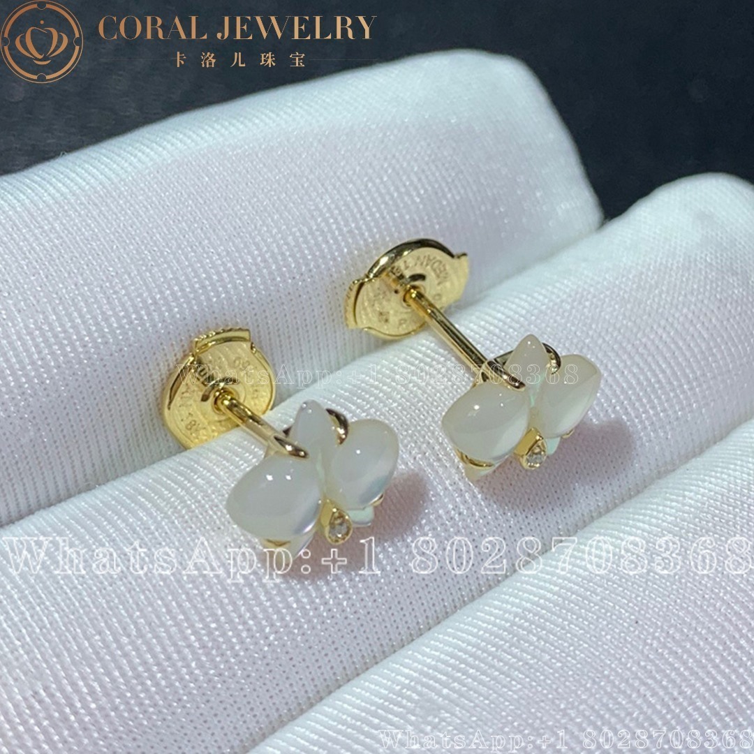 Cartier Caresse D Orchidees Par Cartier Earrings Yellow Gold And White Mother Of Pearl B8045200 Coral (7)