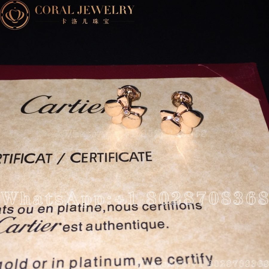 Cartier Caresse Dorchidees Par Cartier Earrings Rose Gold Diamonds Ref B8033100 Coral (3)