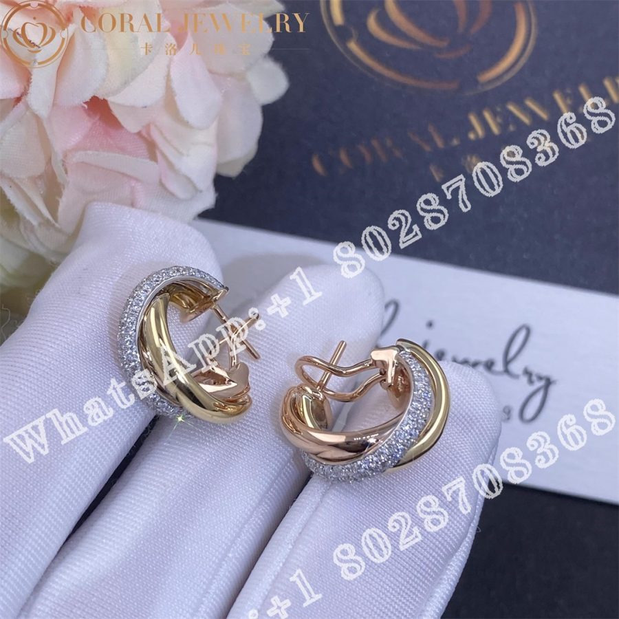 Cartier Trinity Earrings White Gold Yellow Gold Rose Gold Ref B8031900 Coral (4)