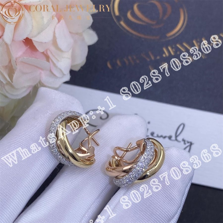 Cartier Trinity Earrings White Gold Yellow Gold Rose Gold Ref B8031900 Coral (5)