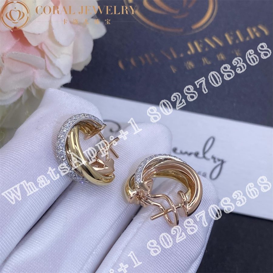 Cartier Trinity Earrings White Gold Yellow Gold Rose Gold Ref B8031900 Coral (6)