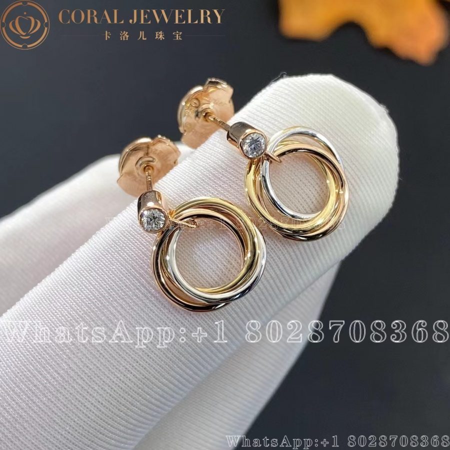 Cartier Trinity Earrings White Gold Yellow Gold Rose Gold Ref B8043200 Coral (2)